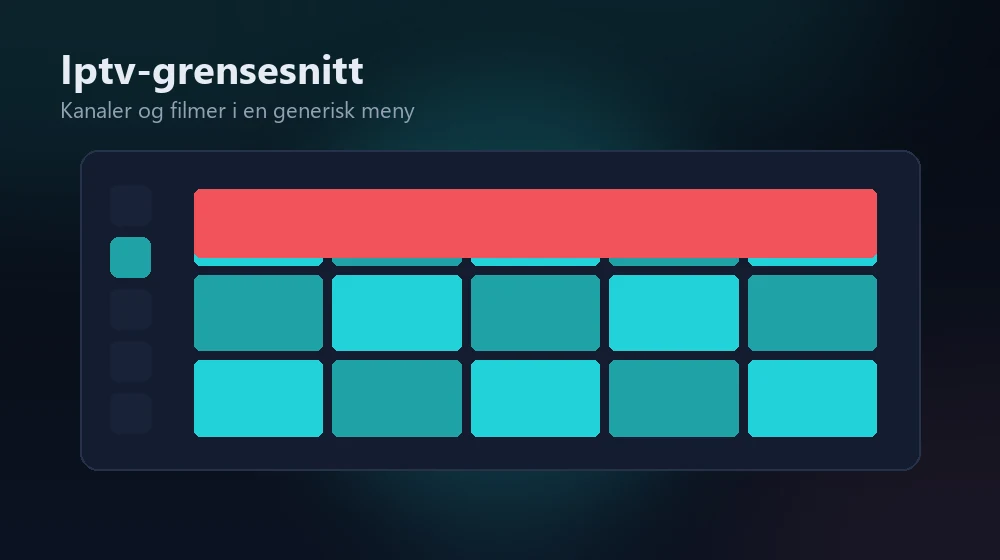 iptv-grensesnitt med kanaler og filmer