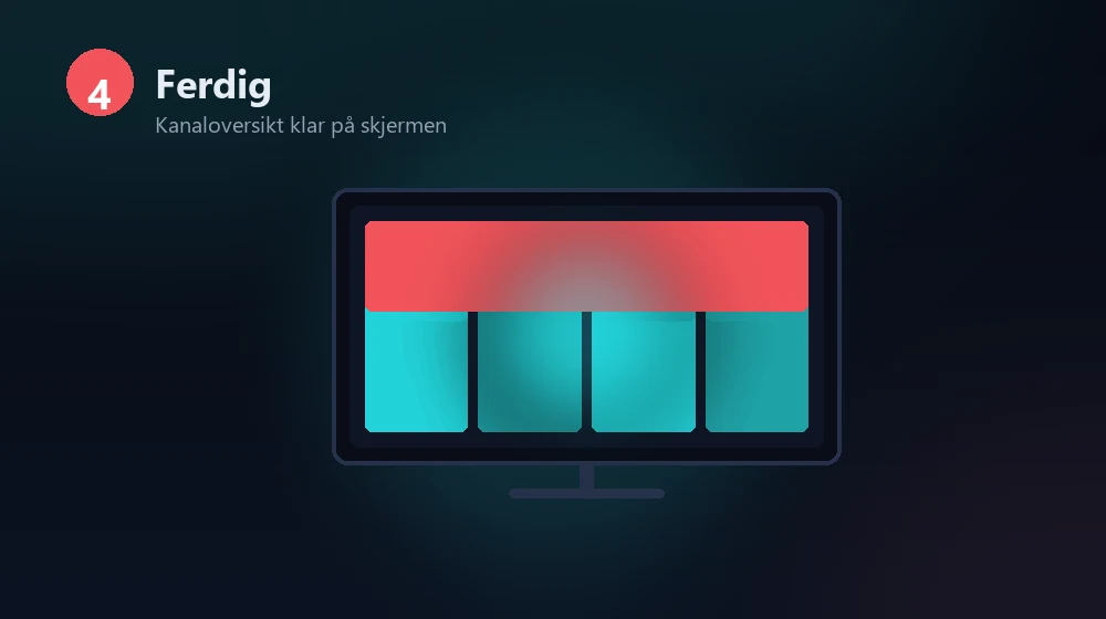 ferdig iptv-oppsett med kanaler på TV